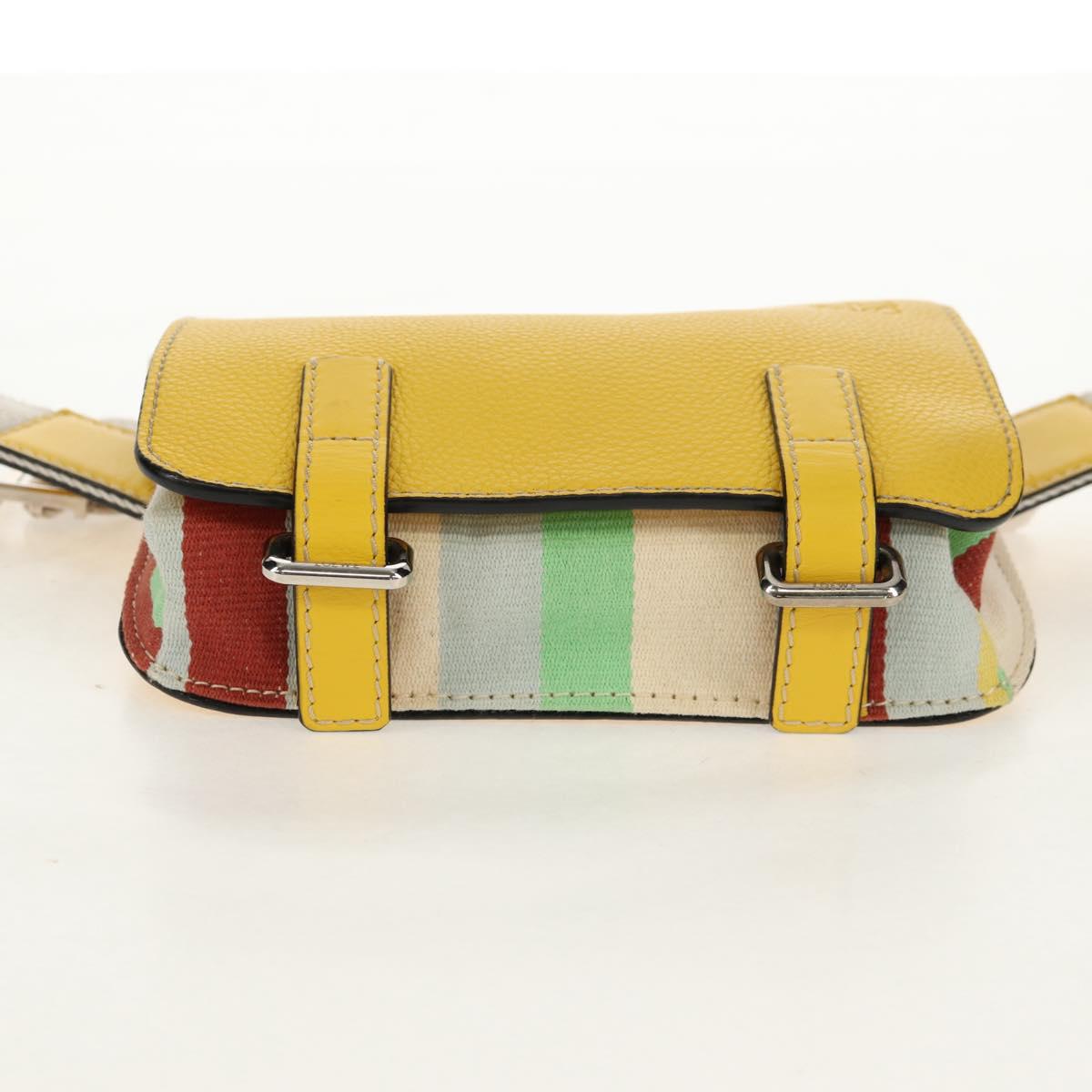 LOEWE Waist bag Leather Yellow Silver Auth 159022V