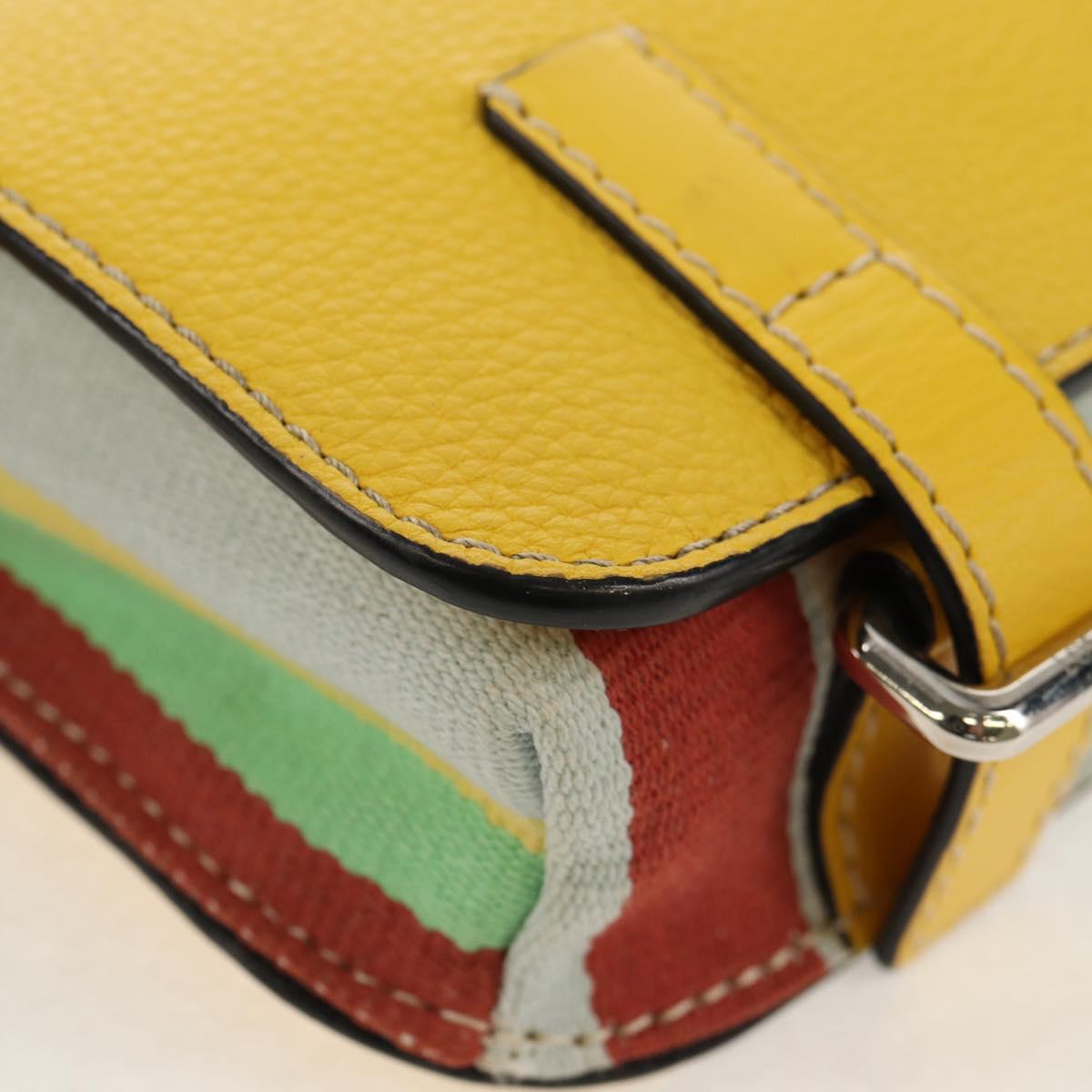 LOEWE Waist bag Leather Yellow Silver Auth 159022V