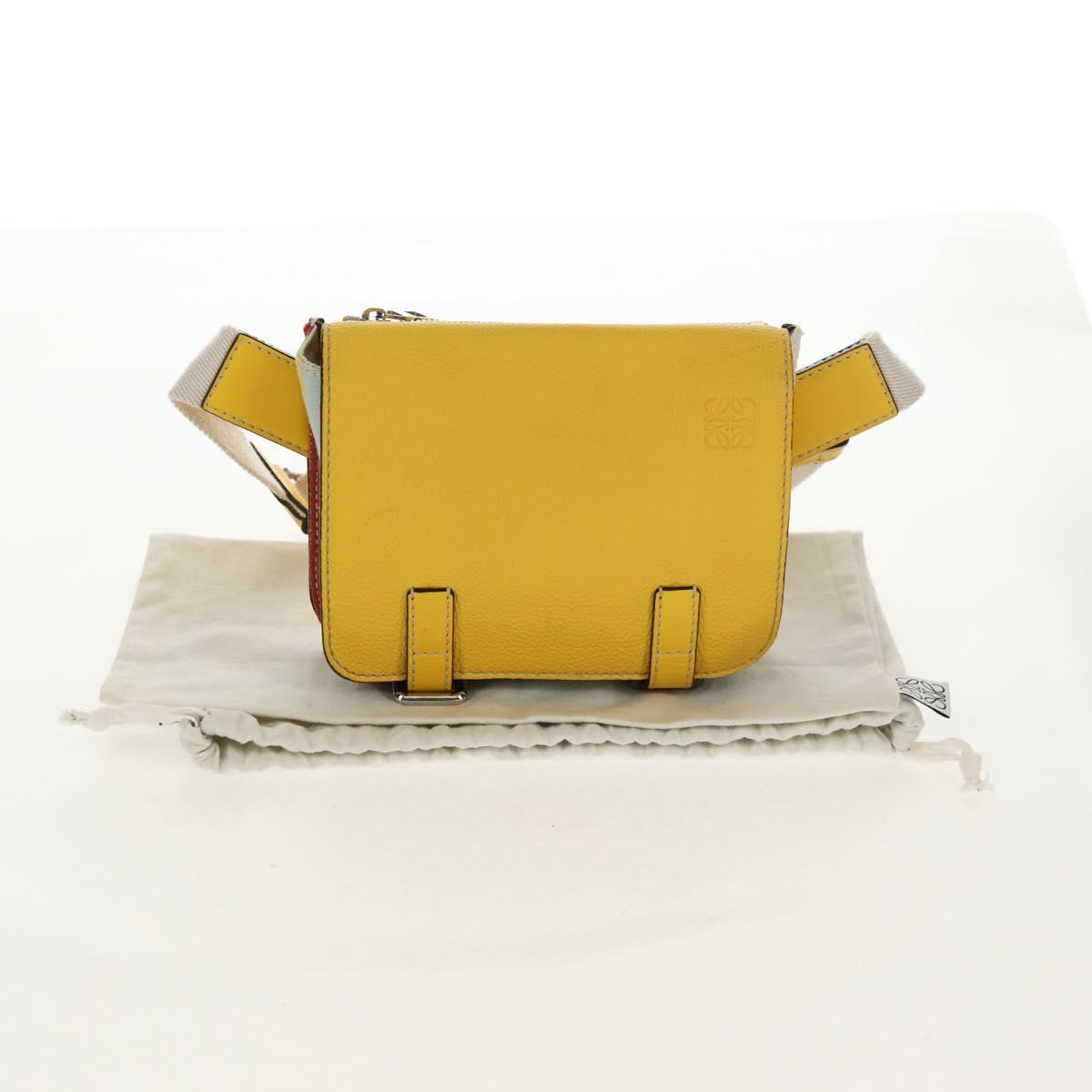 LOEWE Waist bag Leather Yellow Silver Auth 159022V