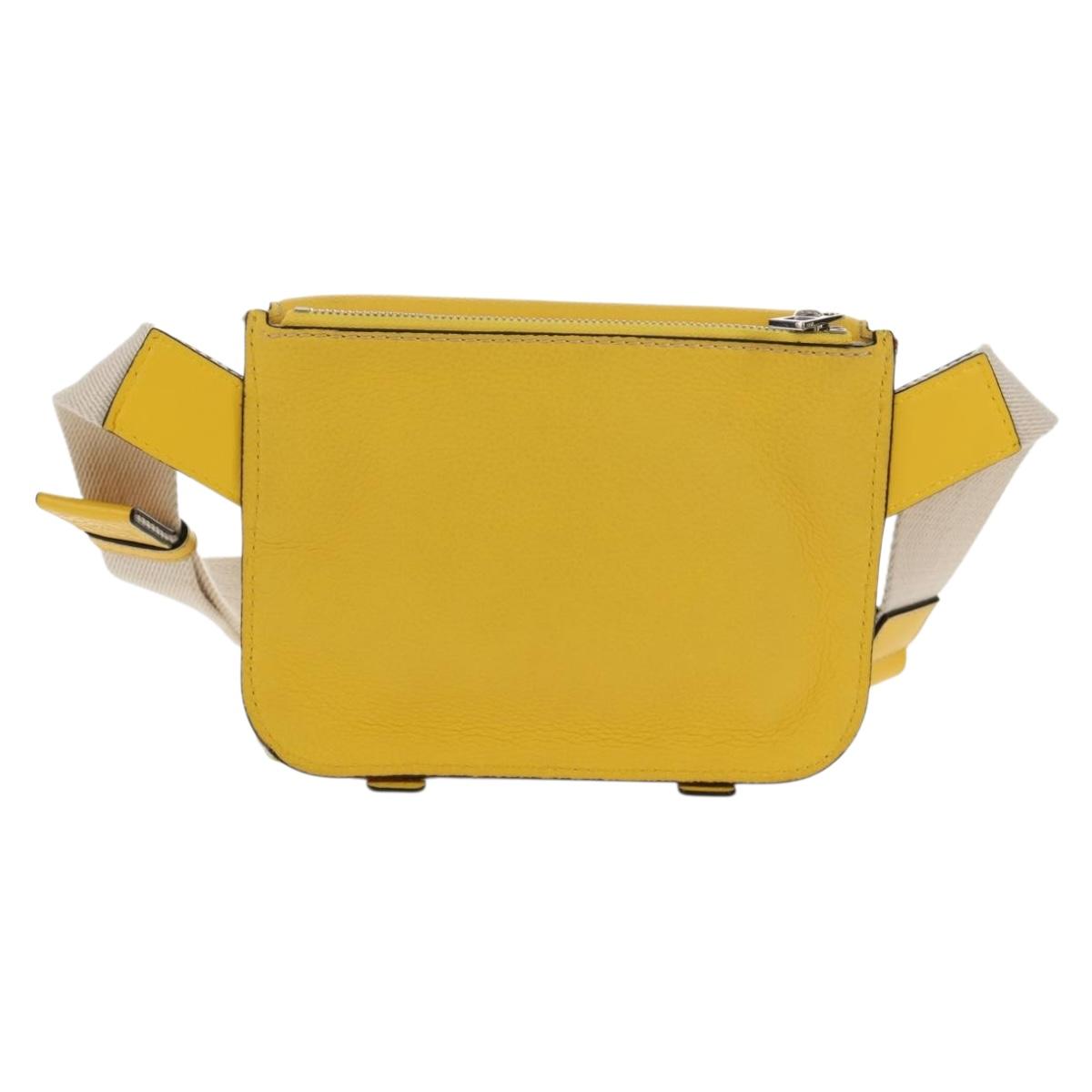 LOEWE Waist bag Leather Yellow Silver Auth 159022V