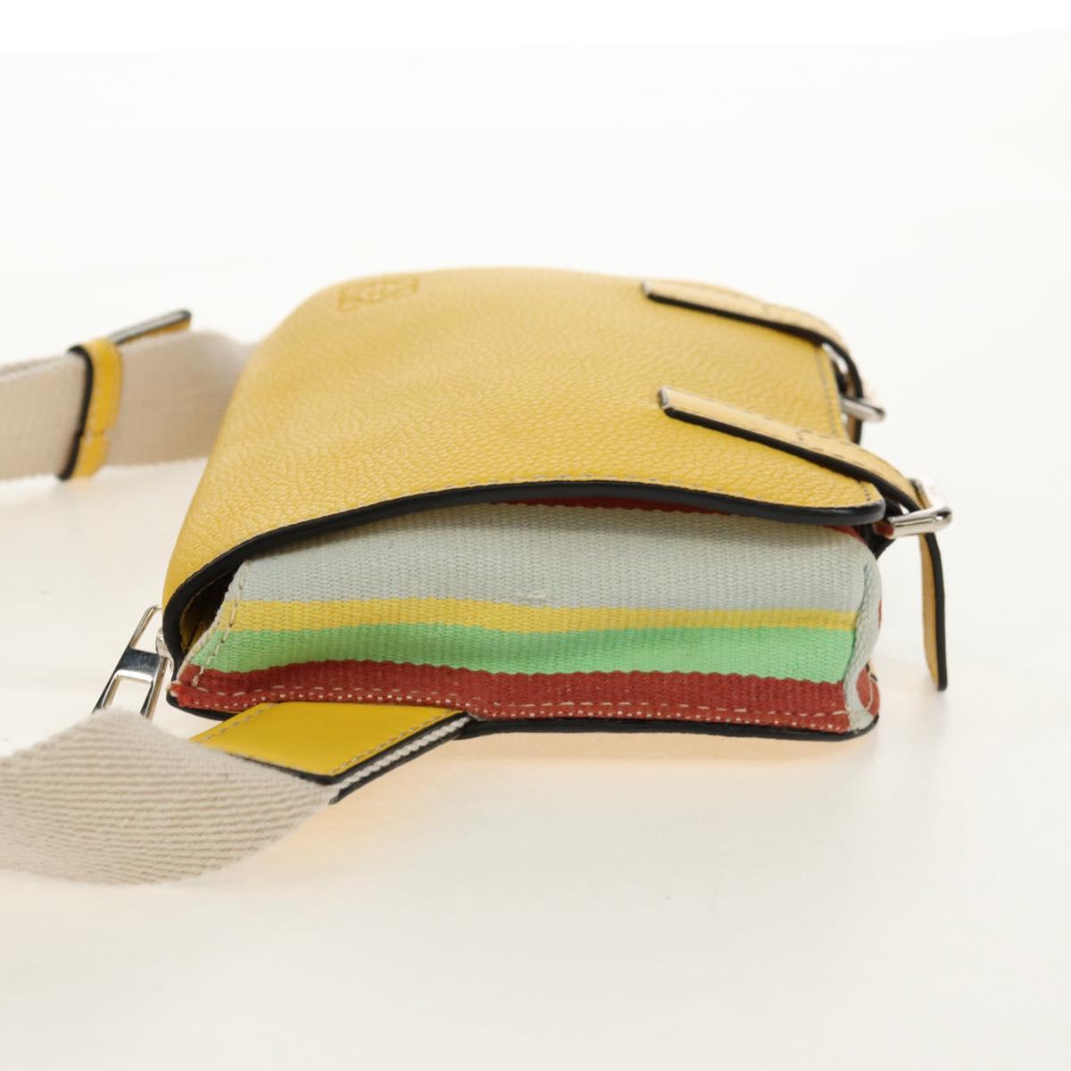 LOEWE Waist bag Leather Yellow Silver Auth 159022V