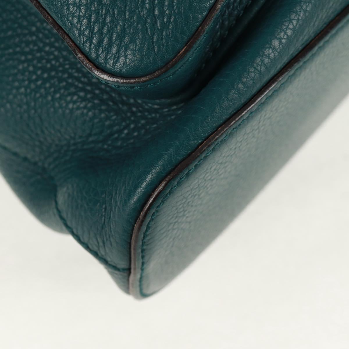 GUCCI Bamboo Backpack Leather Green Silver 370833 Auth 159026V