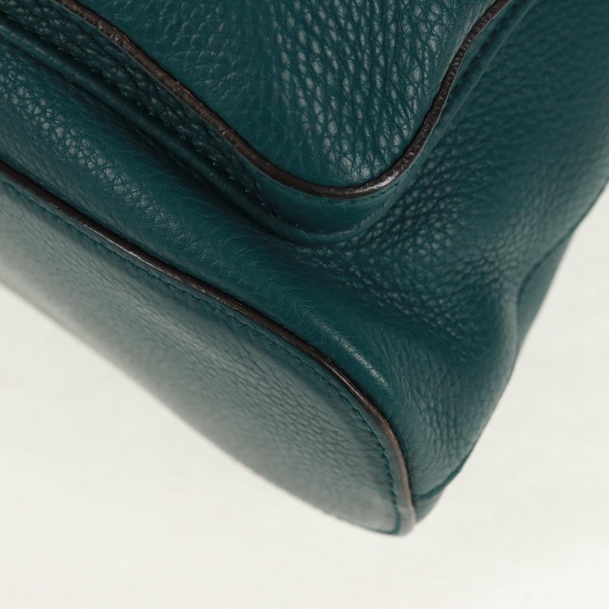 GUCCI Bamboo Backpack Leather Green Silver 370833 Auth 159026V