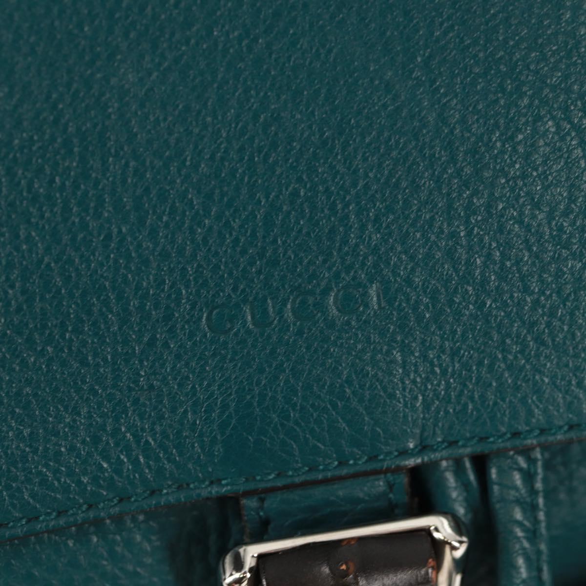 GUCCI Bamboo Backpack Leather Green Silver 370833 Auth 159026V