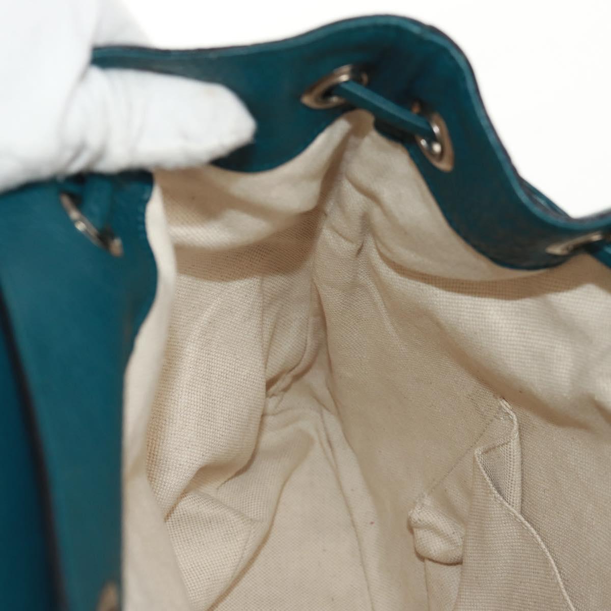 GUCCI Bamboo Backpack Leather Green Silver 370833 Auth 159026V