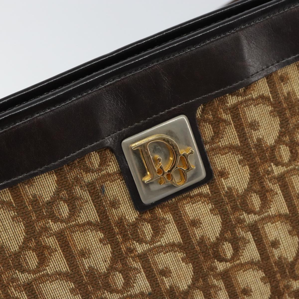 Christian Dior Trotter Canvas Shoulder Bag Beige Gold Auth 159028