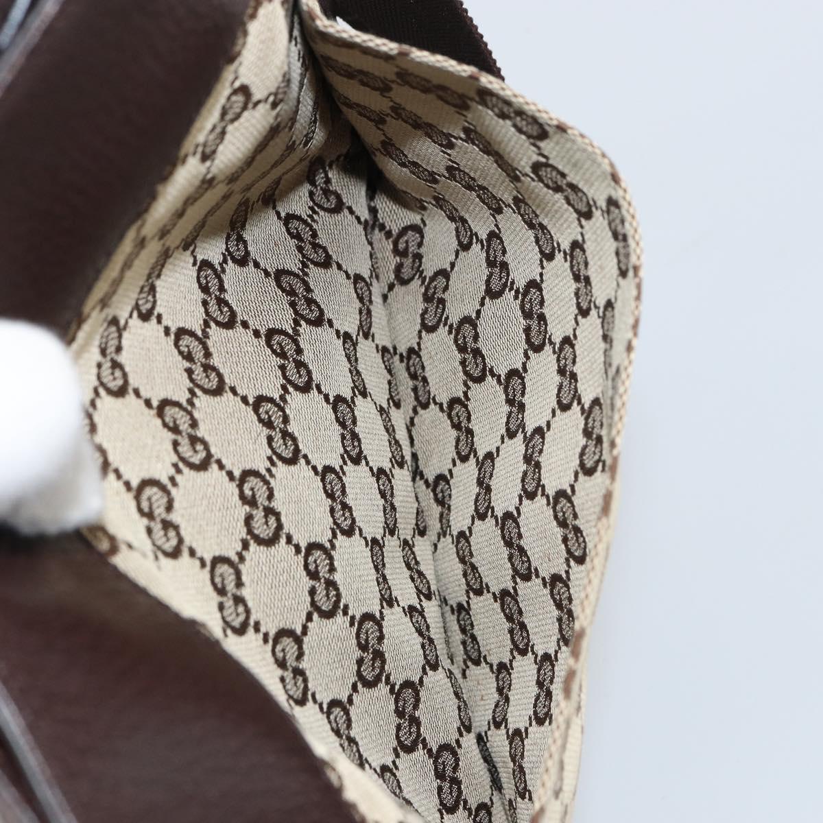 GUCCI GG Canvas Shoulder Bag Beige Silver 27639 Auth 159029V