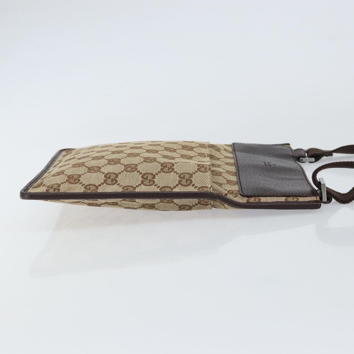 GUCCI GG Canvas Shoulder Bag Beige Silver 27639 Auth 159029V