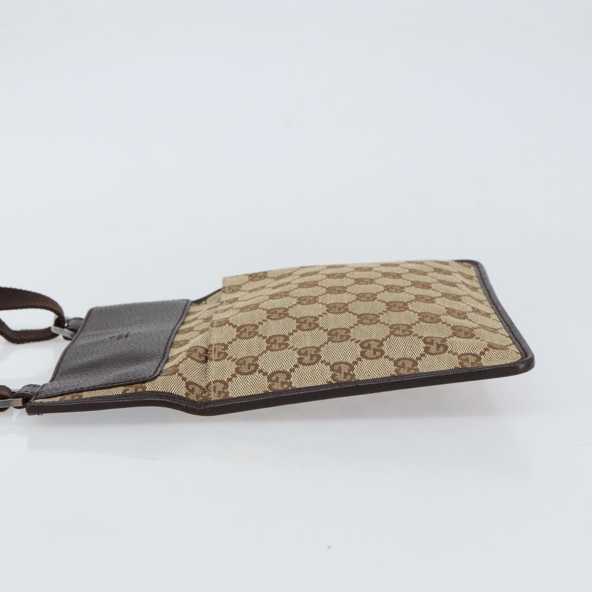 GUCCI GG Canvas Shoulder Bag Beige Silver 27639 Auth 159029V