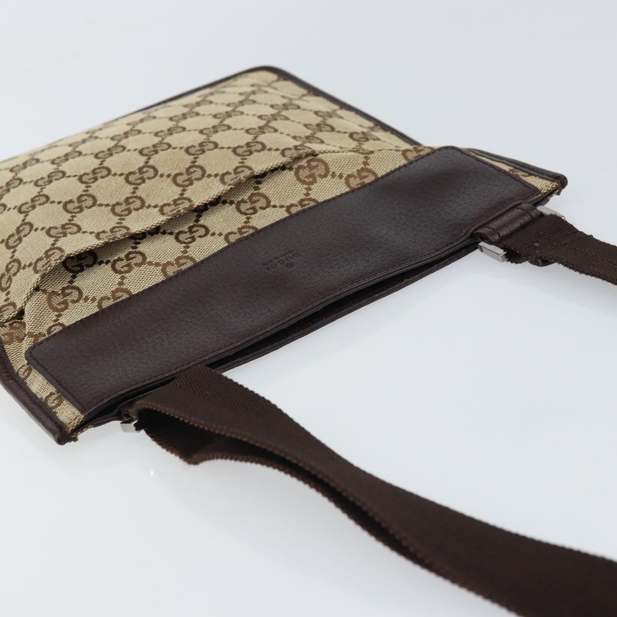 GUCCI GG Canvas Shoulder Bag Beige Silver 27639 Auth 159029V