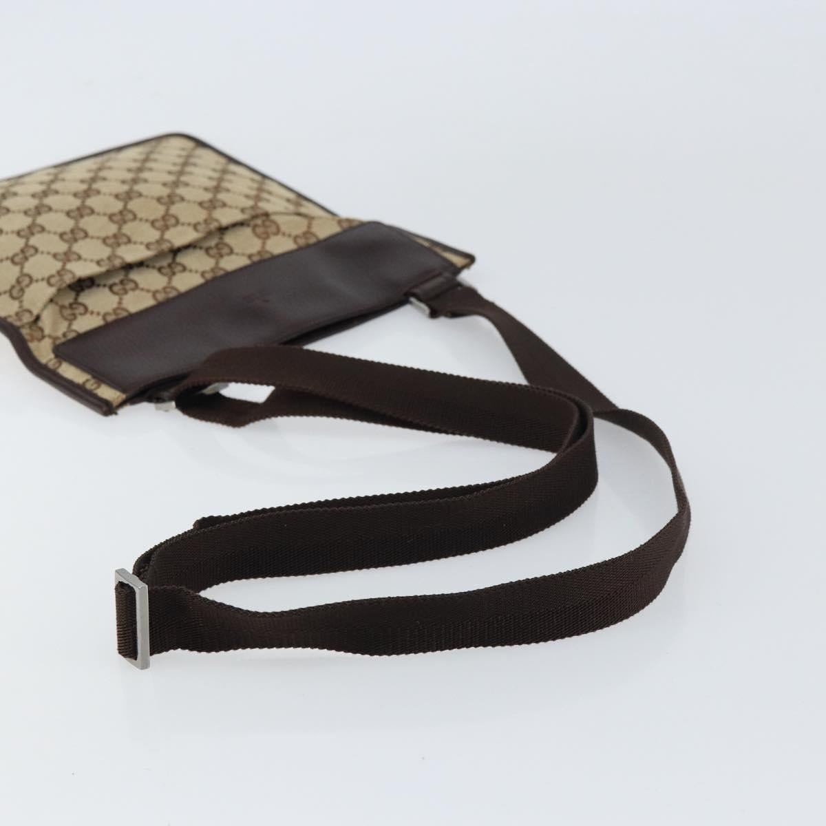 GUCCI GG Canvas Shoulder Bag Beige Silver 27639 Auth 159029V
