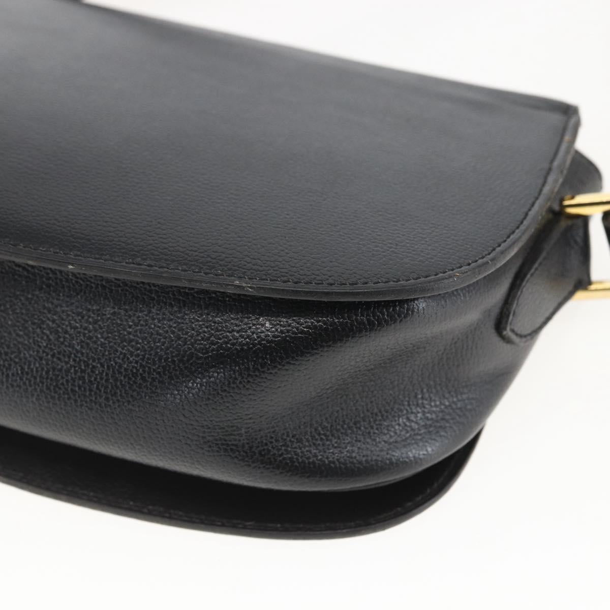 Christian Dior Shoulder Bag Leather Black Gold Auth 159033