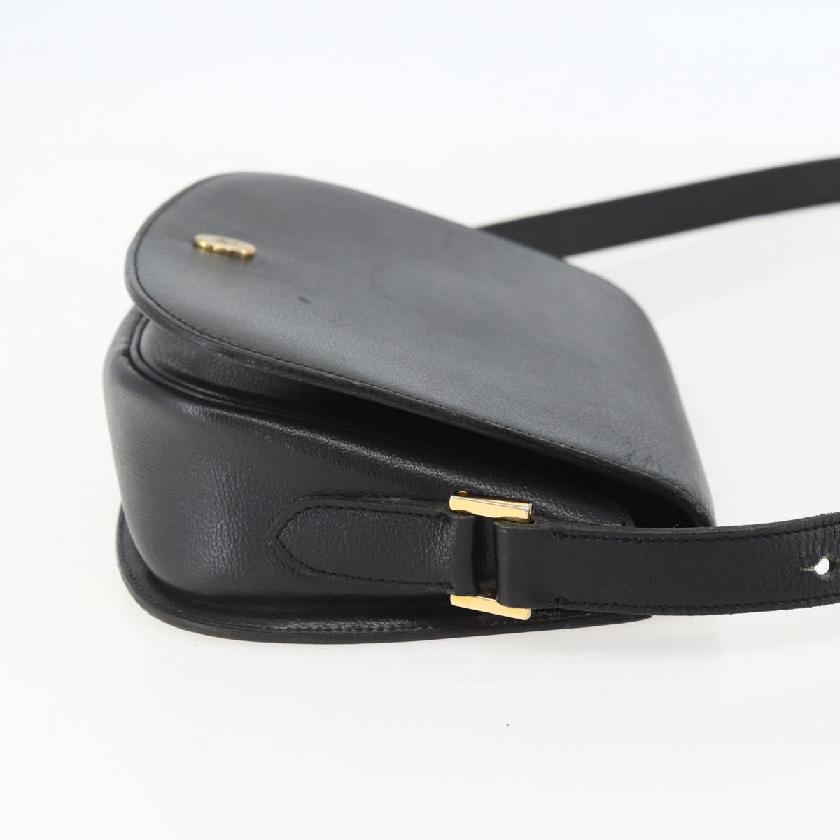 Christian Dior Shoulder Bag Leather Black Gold Auth 159033