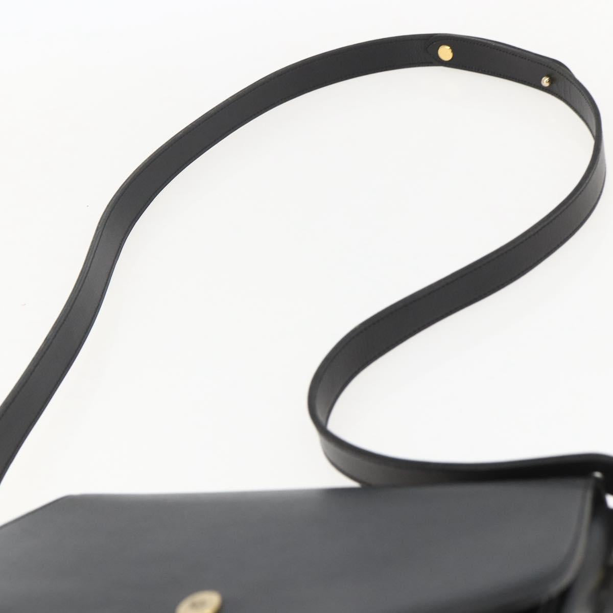 Christian Dior Shoulder Bag Leather Black Gold Auth 159033