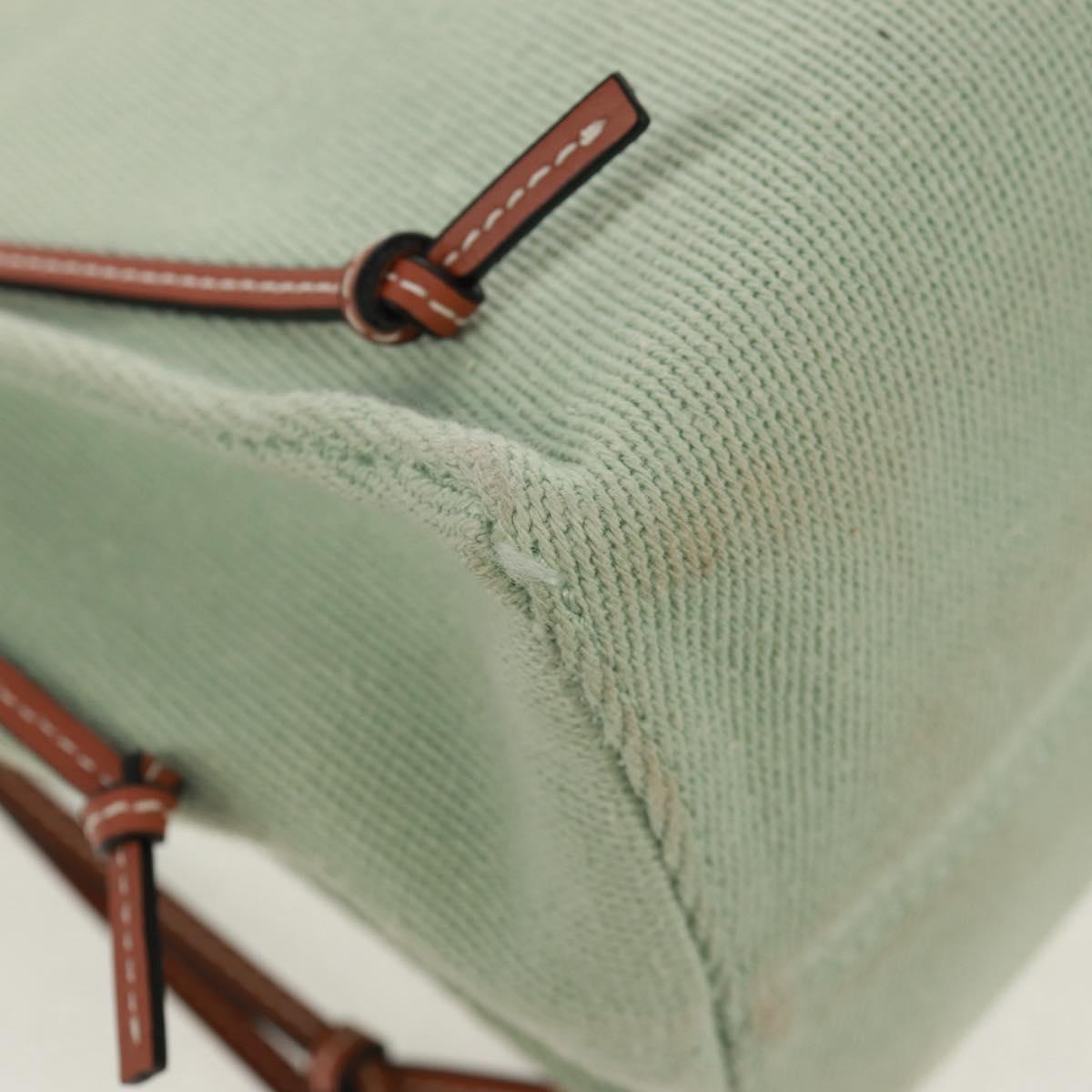 LOEWE Anagram Cushion Tote Bag Canvas Light green Auth 159034