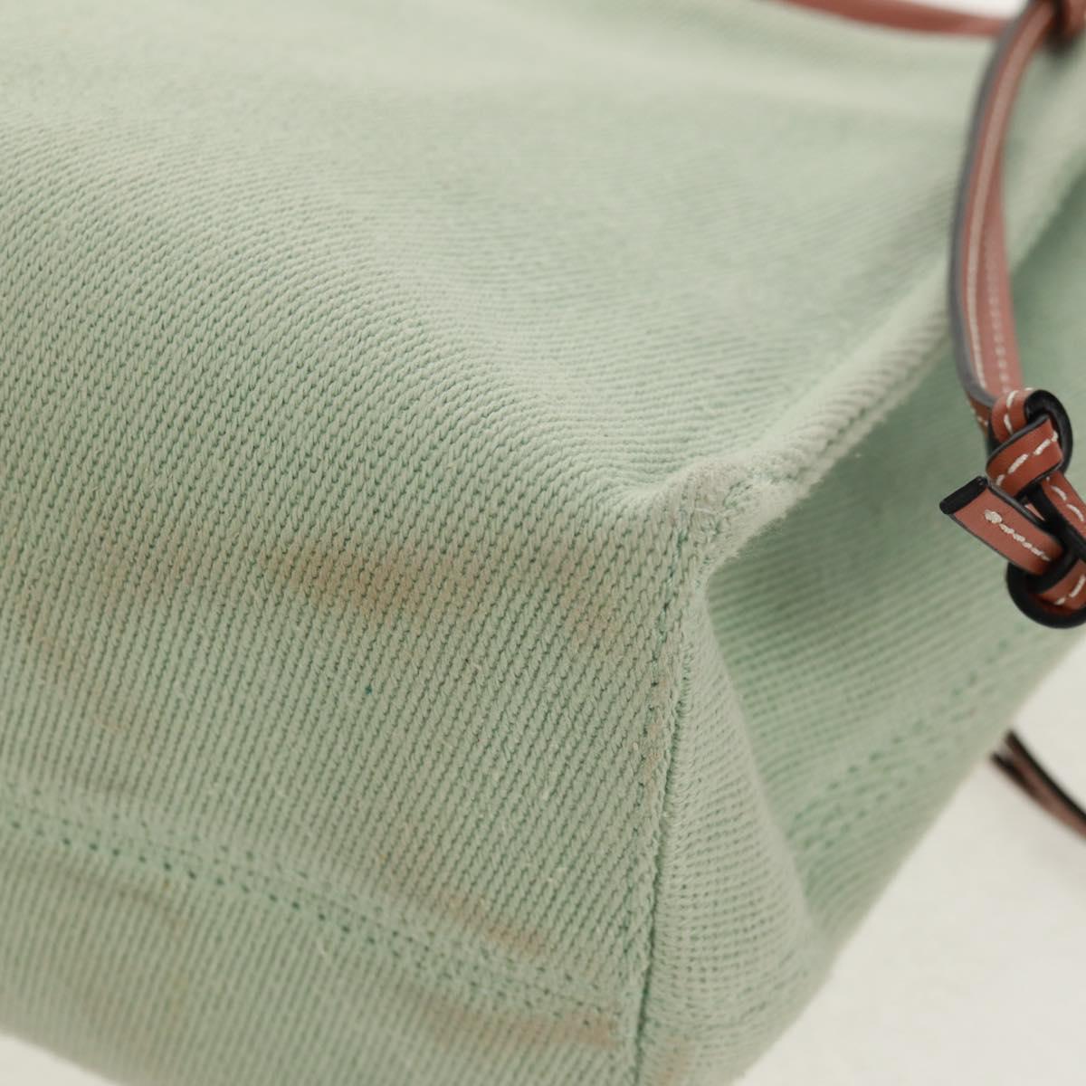 LOEWE Anagram Cushion Tote Bag Canvas Light green Auth 159034