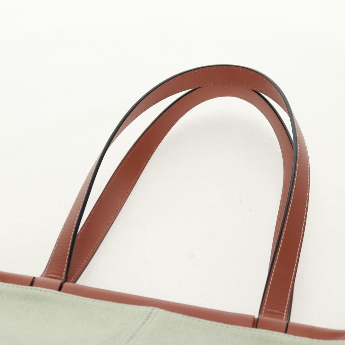 LOEWE Anagram Cushion Tote Bag Canvas Light green Auth 159034
