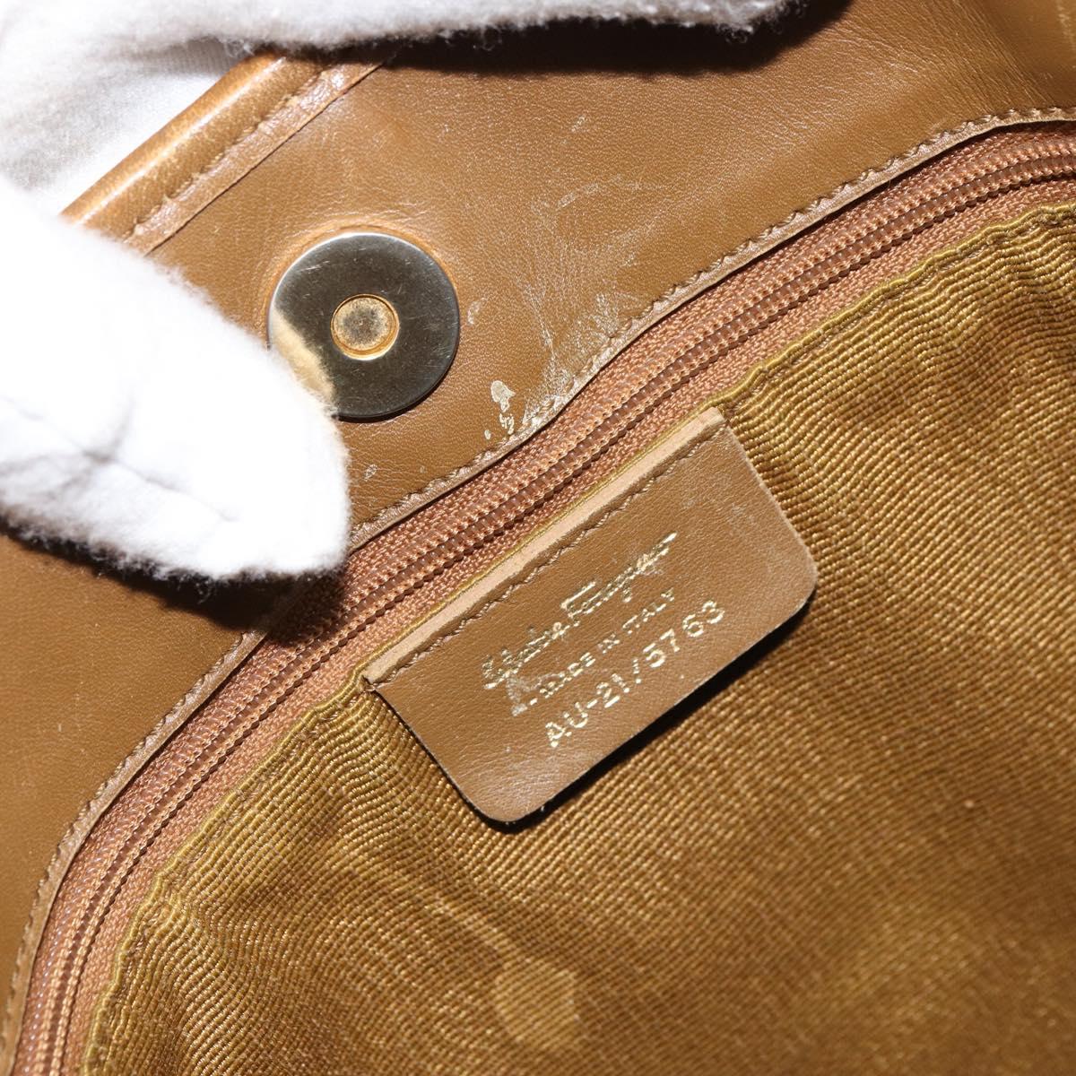 Salvatore Ferragamo Gancini Tote Bag Canvas Light Blue Gold Auth 159039