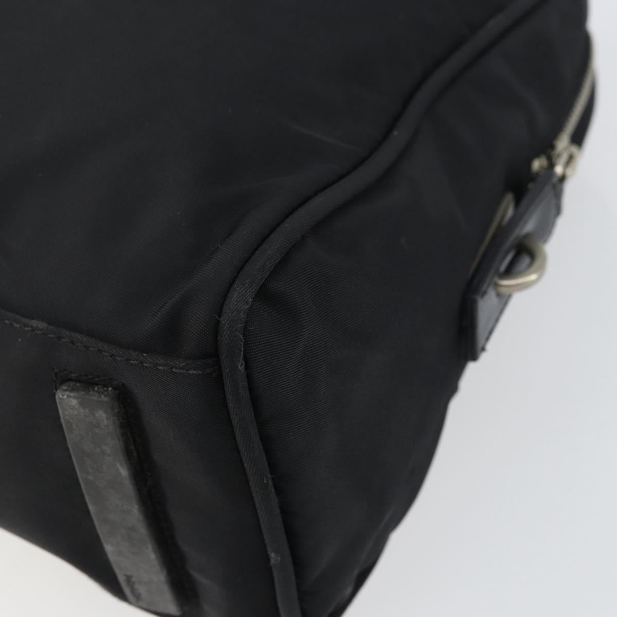 PRADA Hand Bag Nylon Black Silver Auth 159051