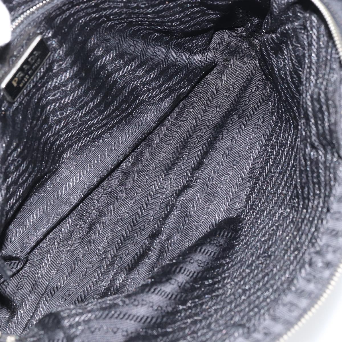 PRADA Hand Bag Nylon Black Silver Auth 159051