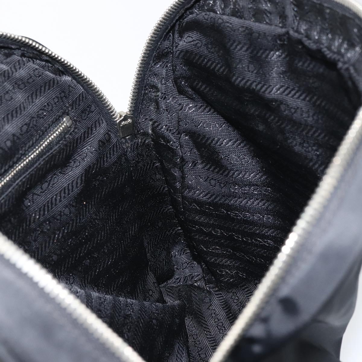 PRADA Hand Bag Nylon Black Silver Auth 159051