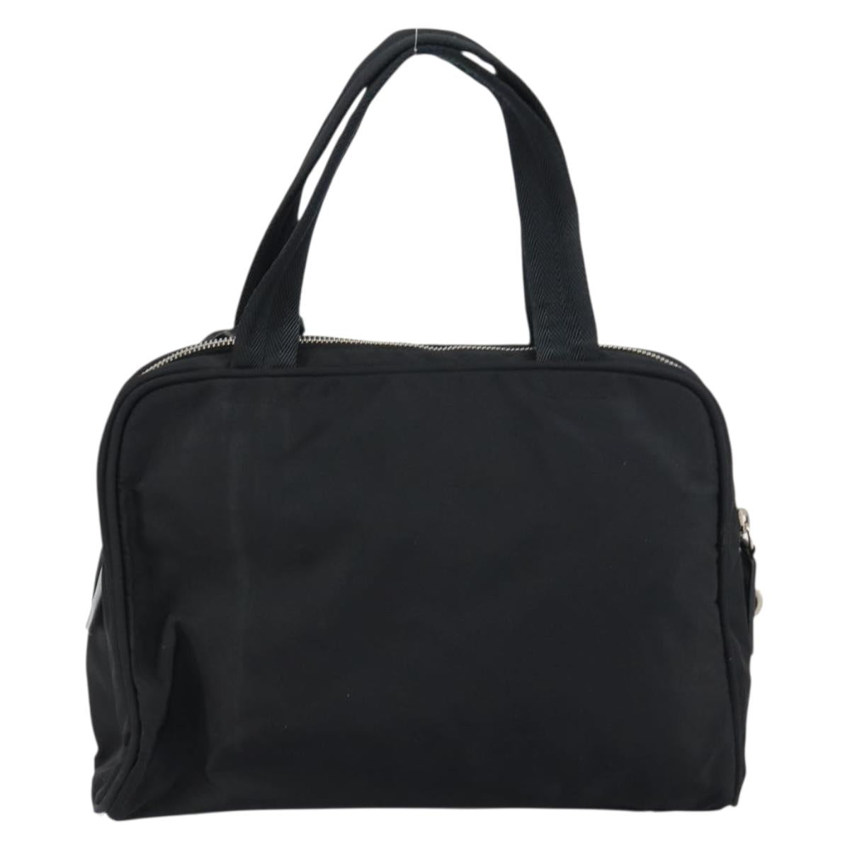 PRADA Hand Bag Nylon Black Silver Auth 159051