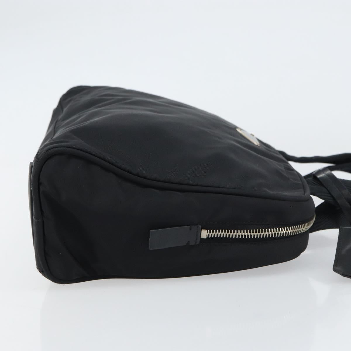 PRADA Hand Bag Nylon Black Silver Auth 159051