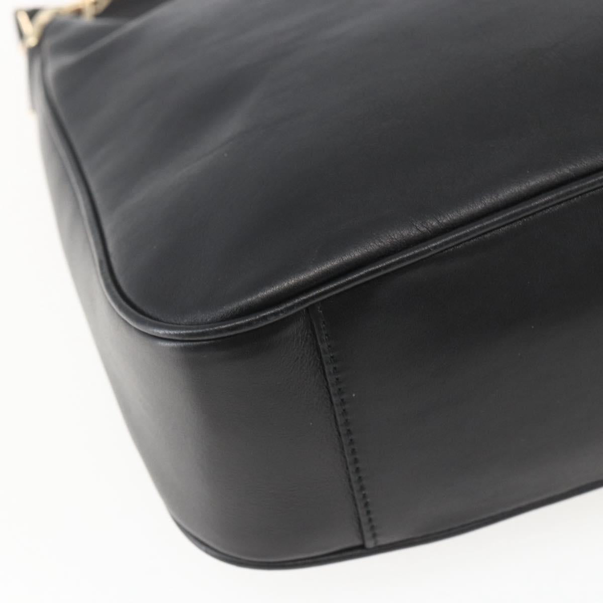 GUCCI Bamboo Hand Bag Leather 2way Black Gold 001 1638 Auth 159054