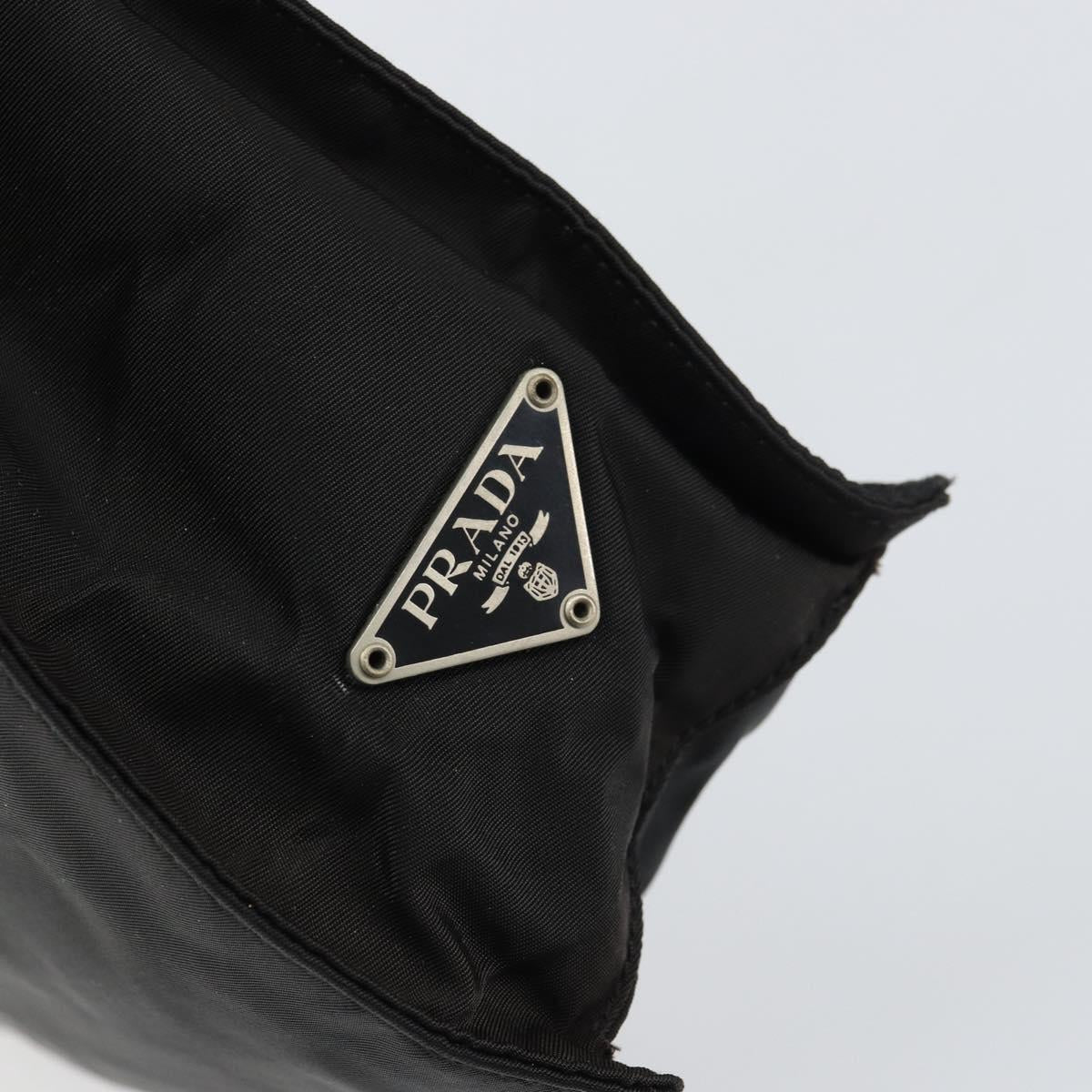 PRADA Hand Bag Nylon Black Silver Auth 159055