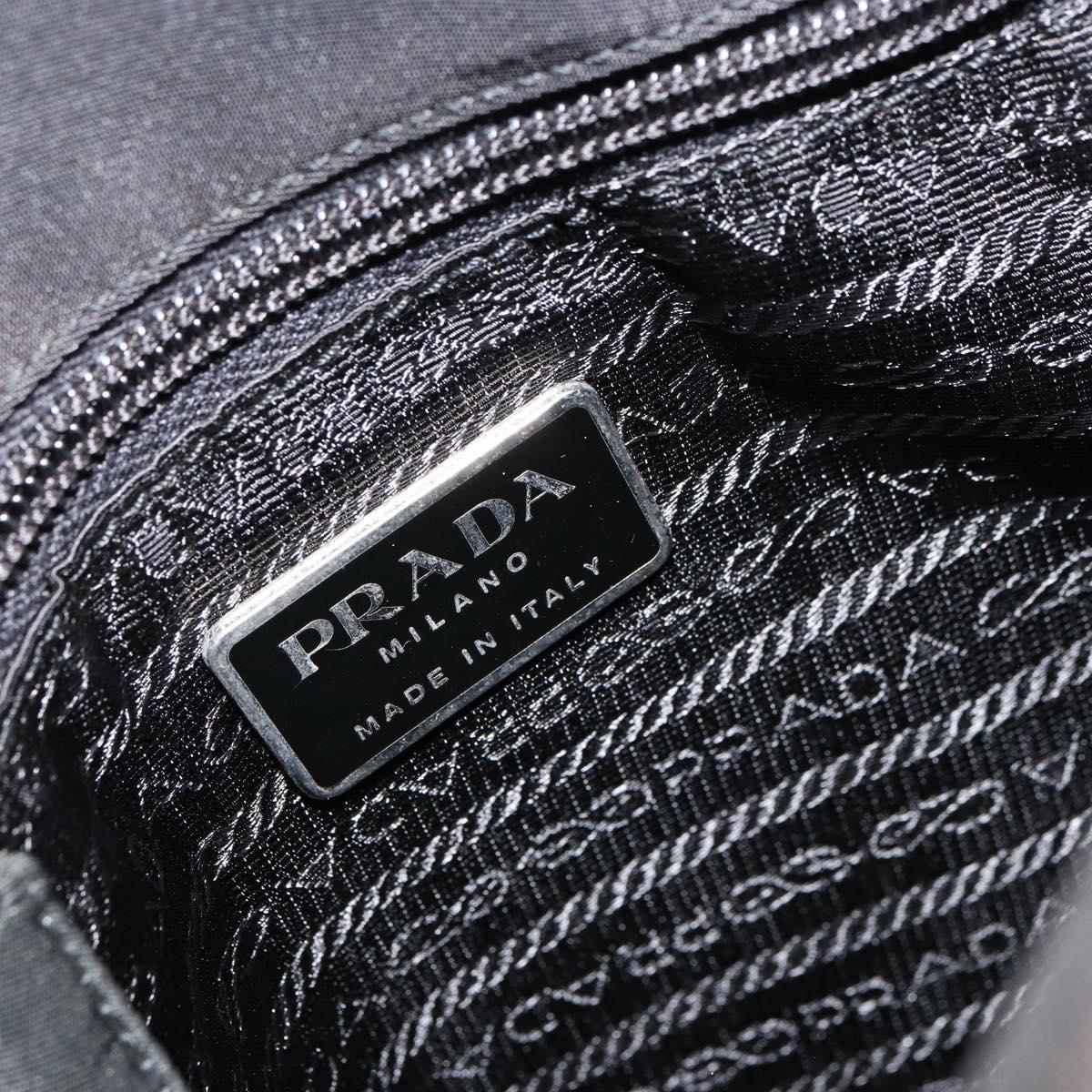 PRADA Hand Bag Nylon Black Silver Auth 159055