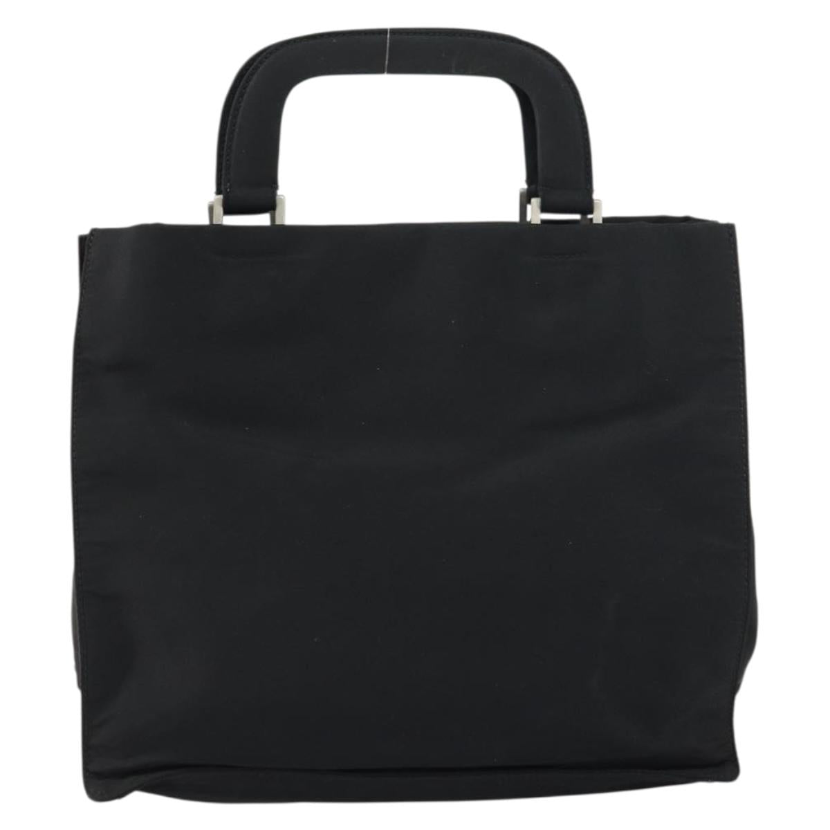 PRADA Hand Bag Nylon Black Silver Auth 159055