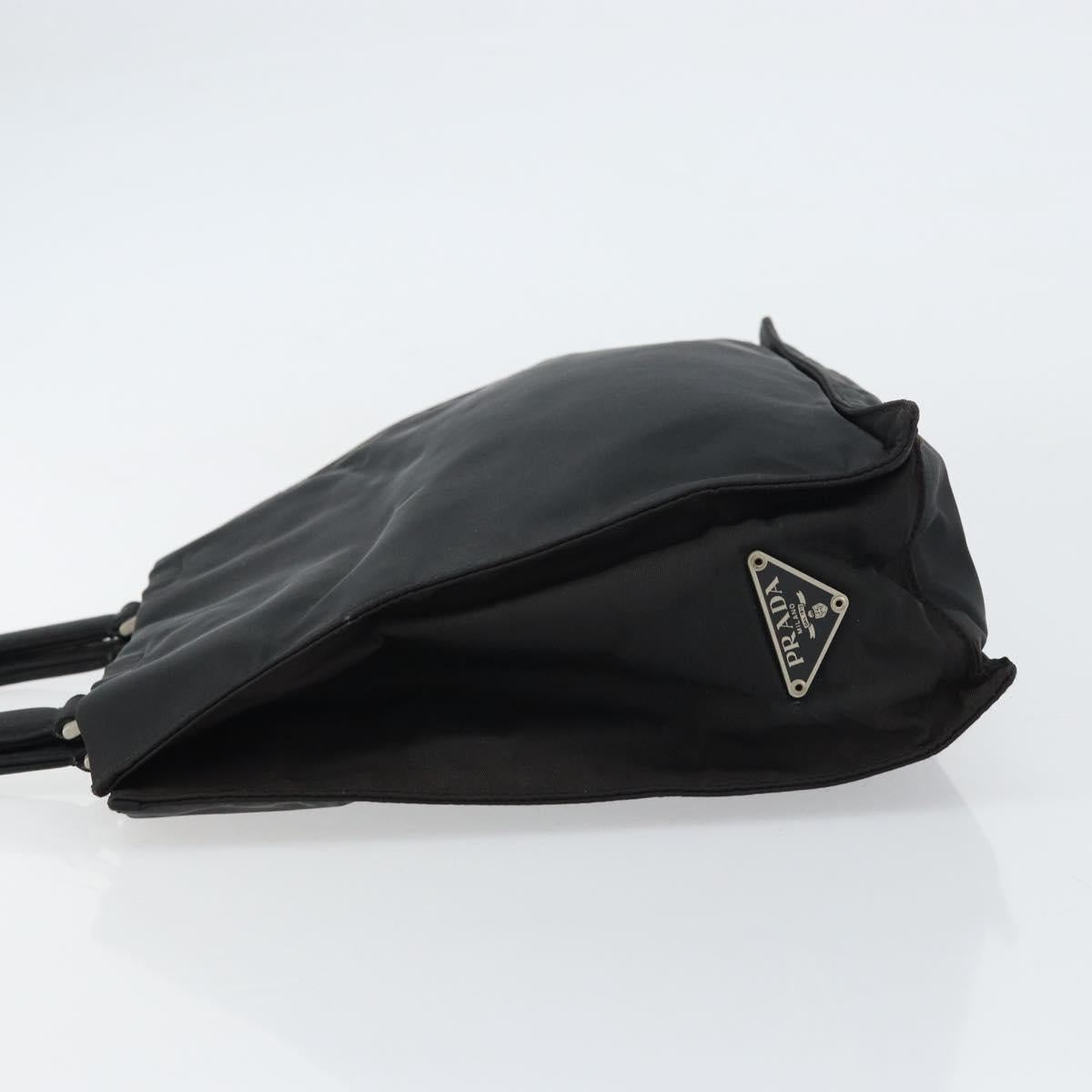 PRADA Hand Bag Nylon Black Silver Auth 159055