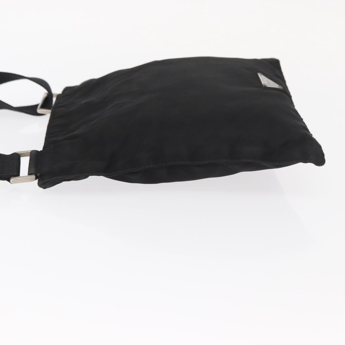 PRADA Shoulder Bag Nylon Black Silver Auth 159057