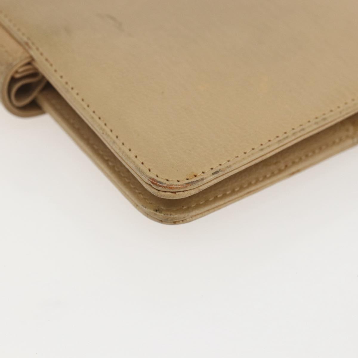 CHANEL Day Planner Cover Leather Beige Gold CC Auth 159060