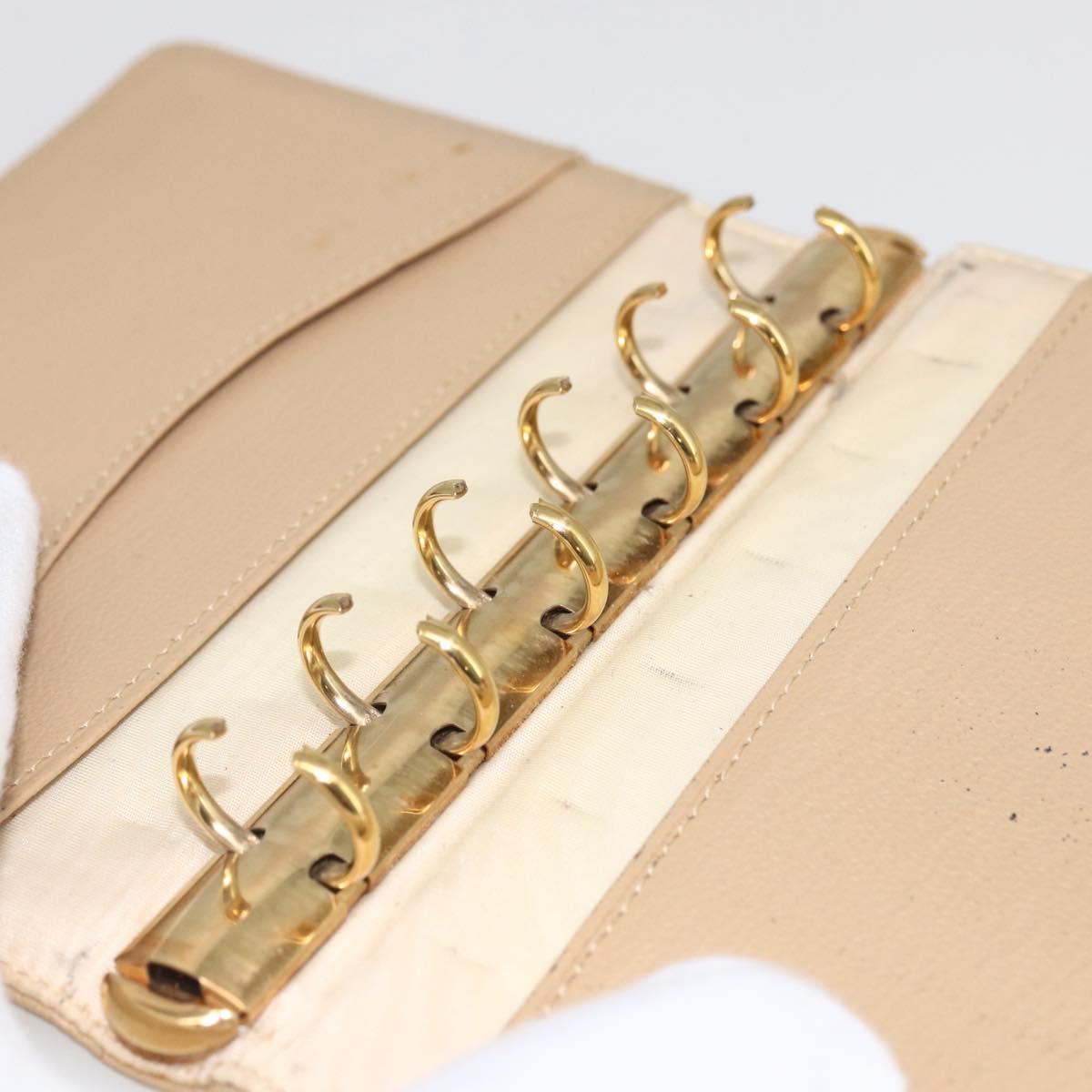 CHANEL Day Planner Cover Leather Beige Gold CC Auth 159060