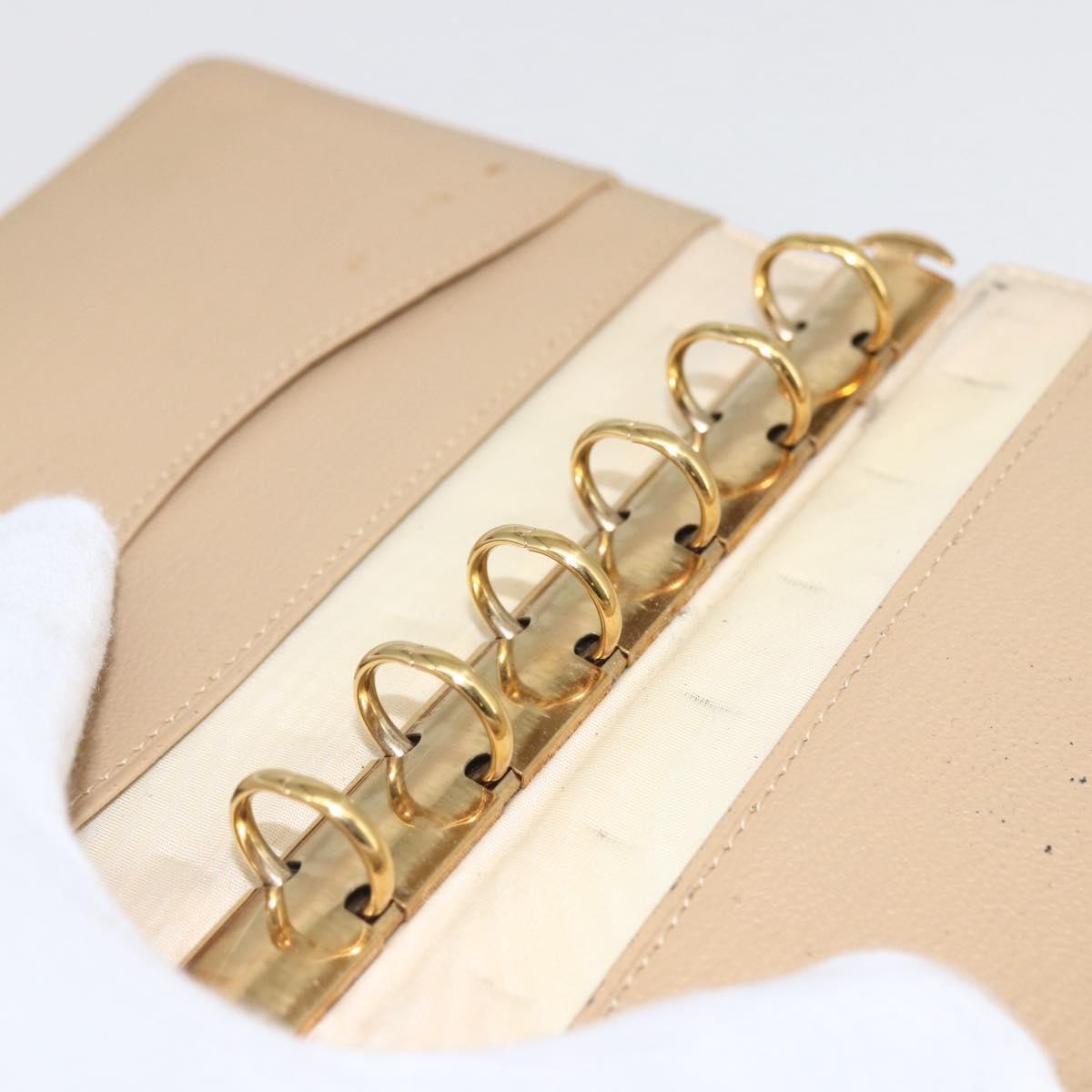 CHANEL Day Planner Cover Leather Beige Gold CC Auth 159060