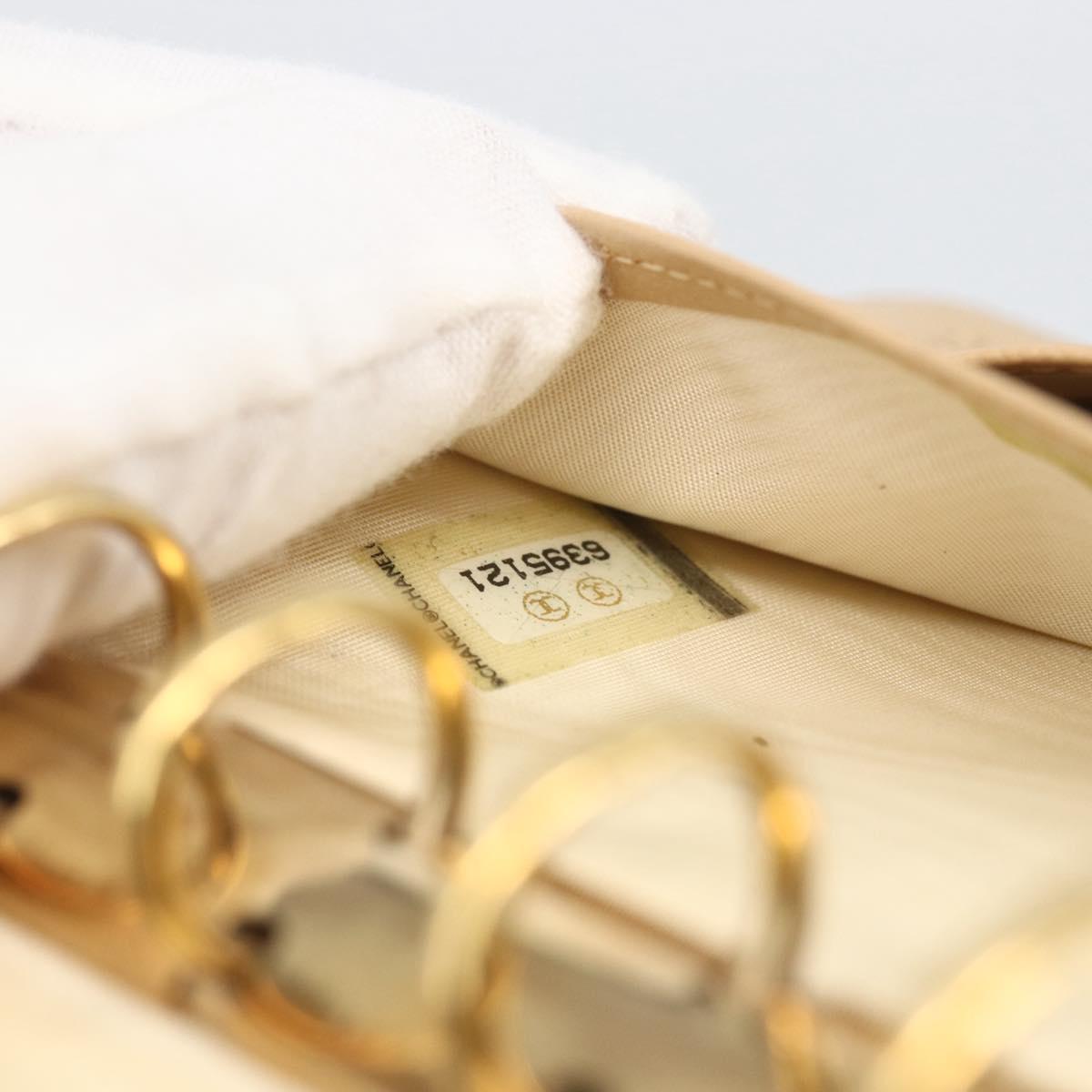 CHANEL Day Planner Cover Leather Beige Gold CC Auth 159060