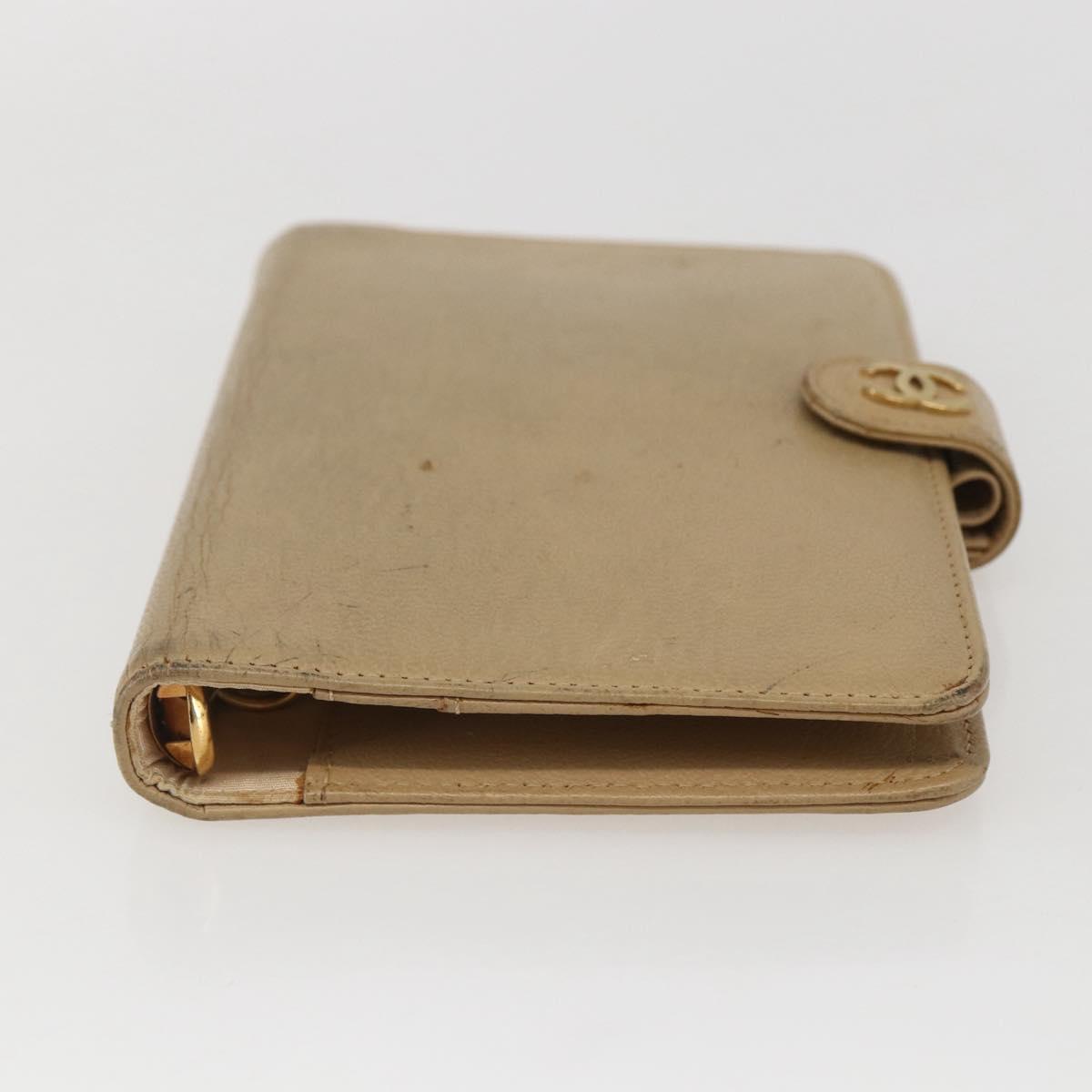 CHANEL Day Planner Cover Leather Beige Gold CC Auth 159060