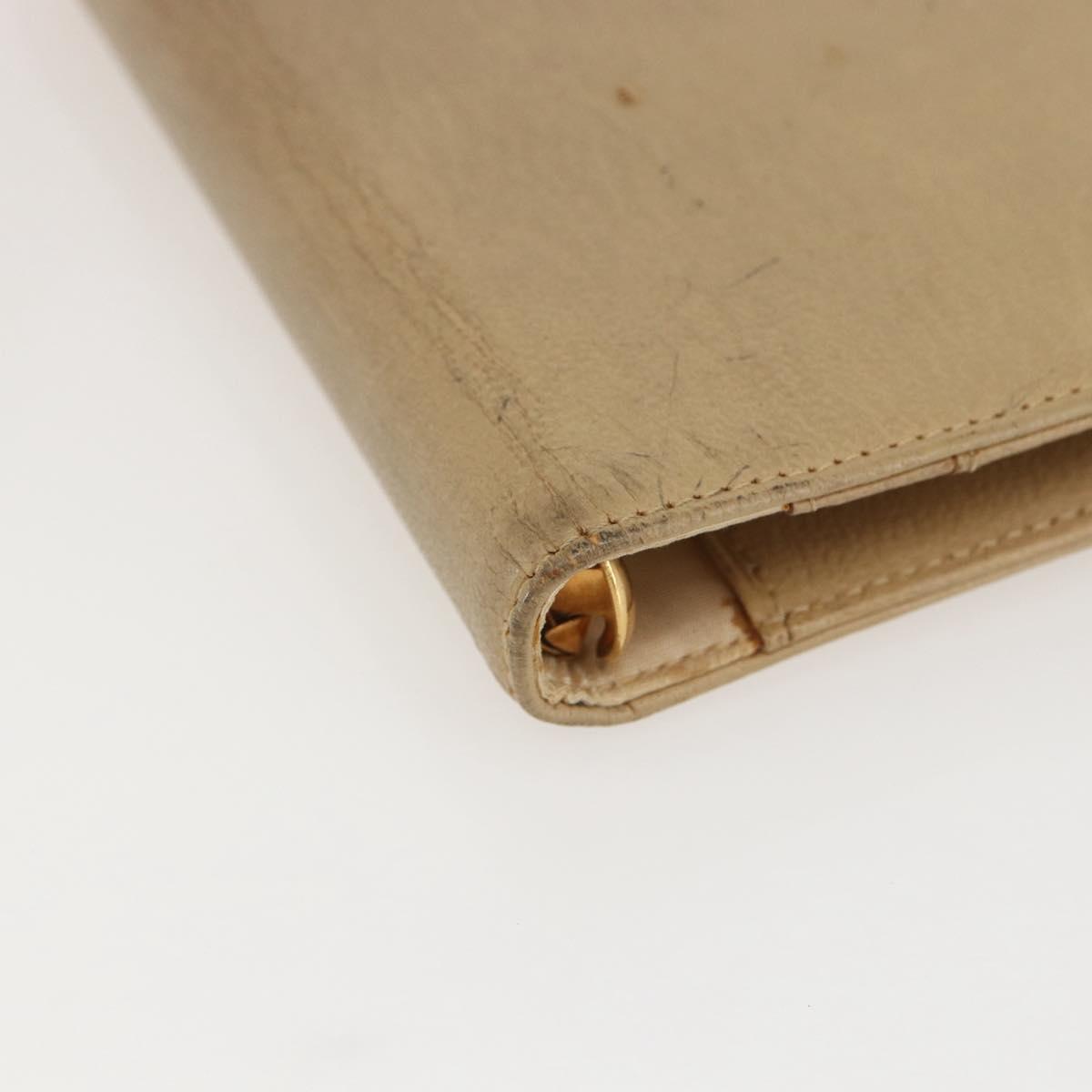 CHANEL Day Planner Cover Leather Beige Gold CC Auth 159060