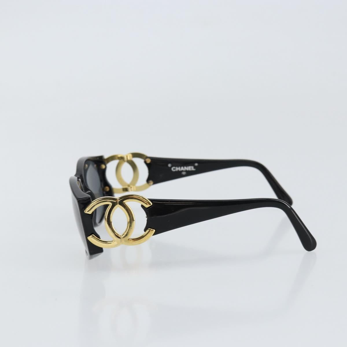 CHANEL Sunglasses plastic Black CC Auth 159066