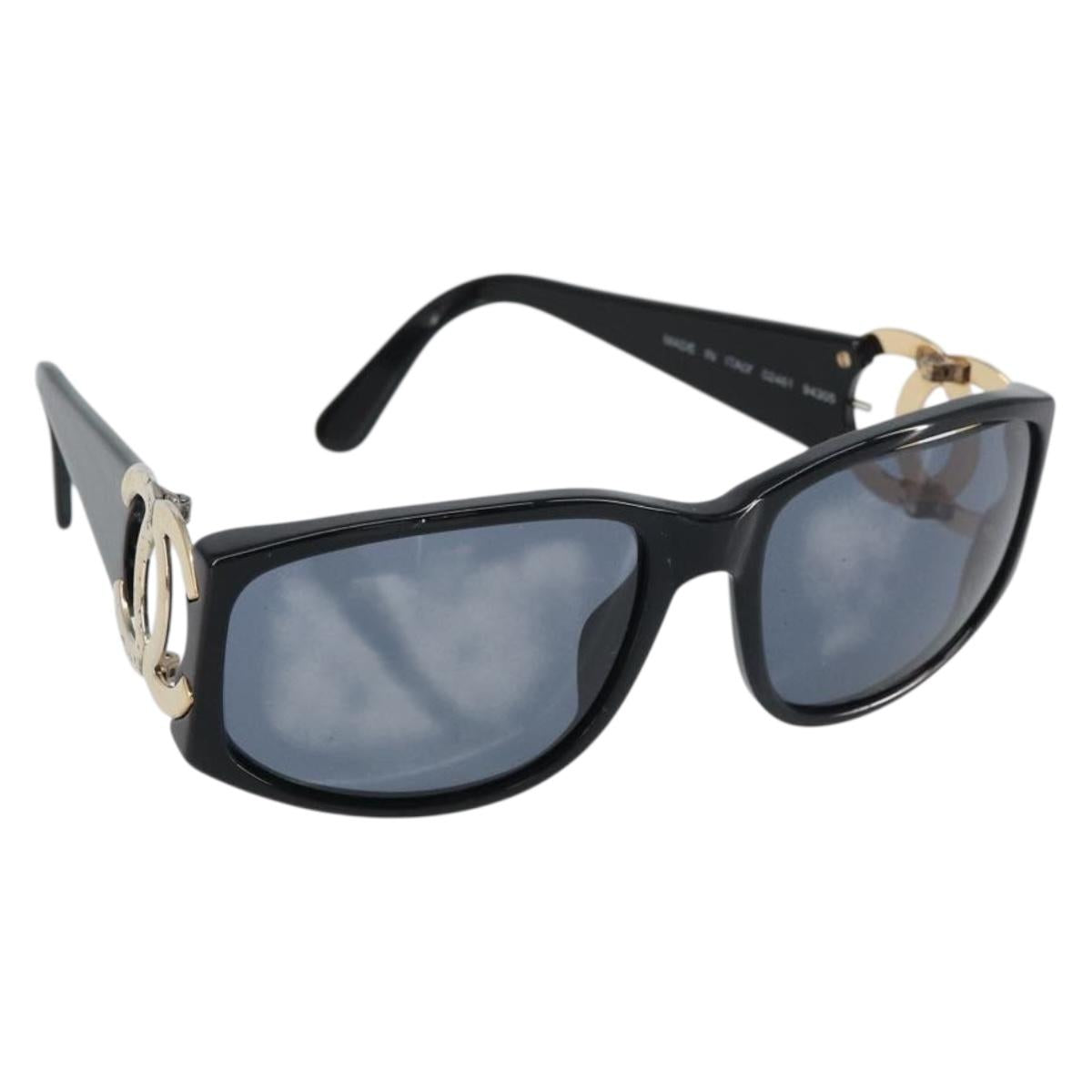 CHANEL Sunglasses plastic Black CC Auth 159074A