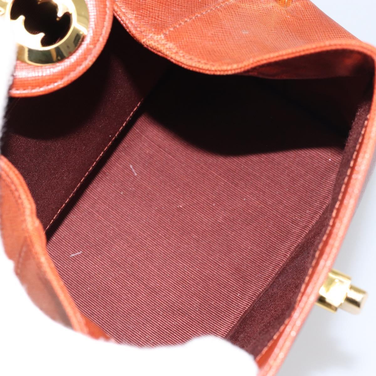 GIVENCHY Hand Bag Leather Brown Gold Auth 159082