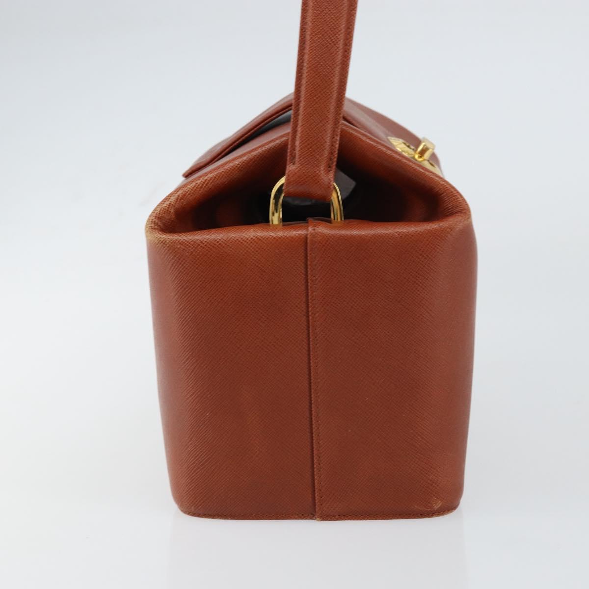 GIVENCHY Hand Bag Leather Brown Gold Auth 159082