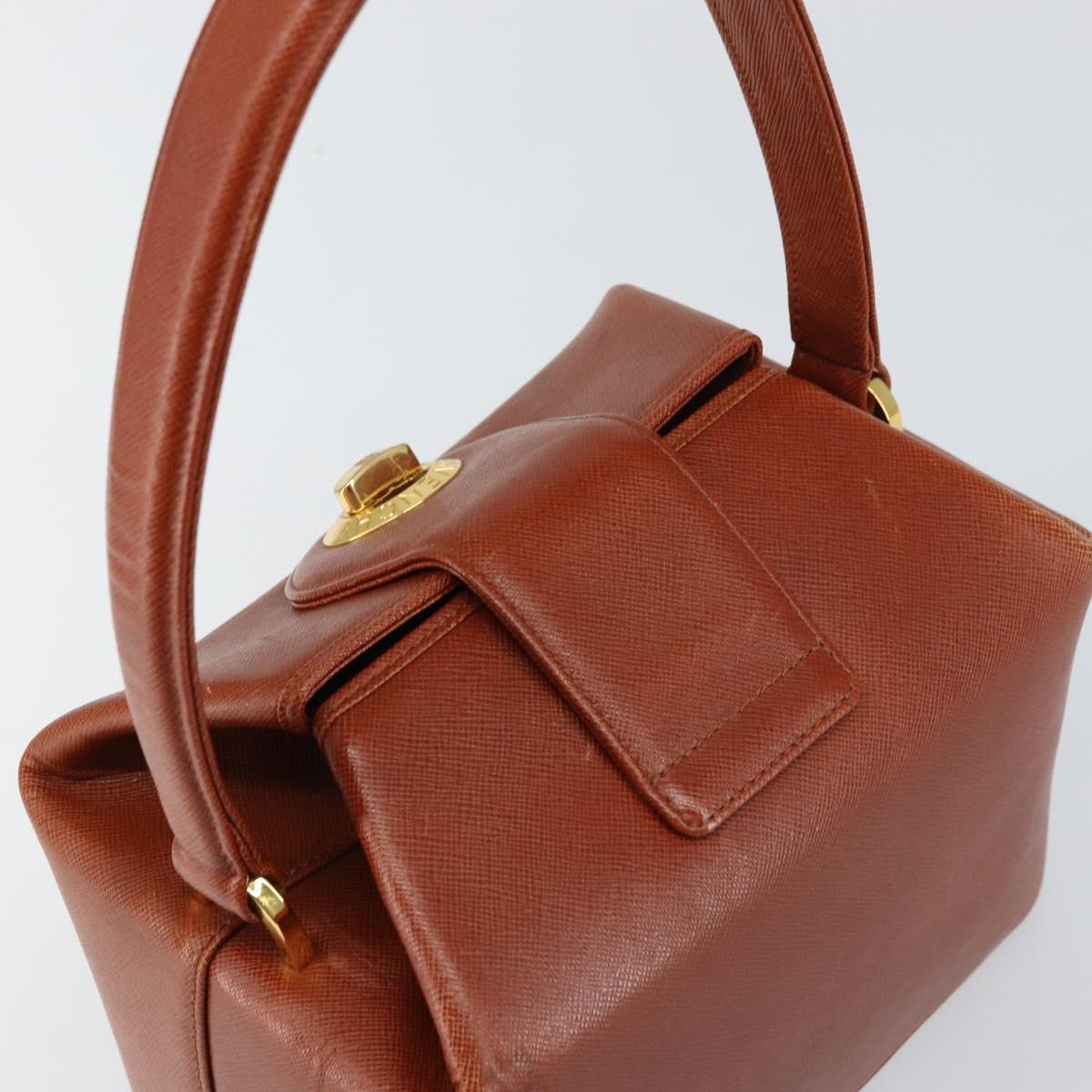 GIVENCHY Hand Bag Leather Brown Gold Auth 159082