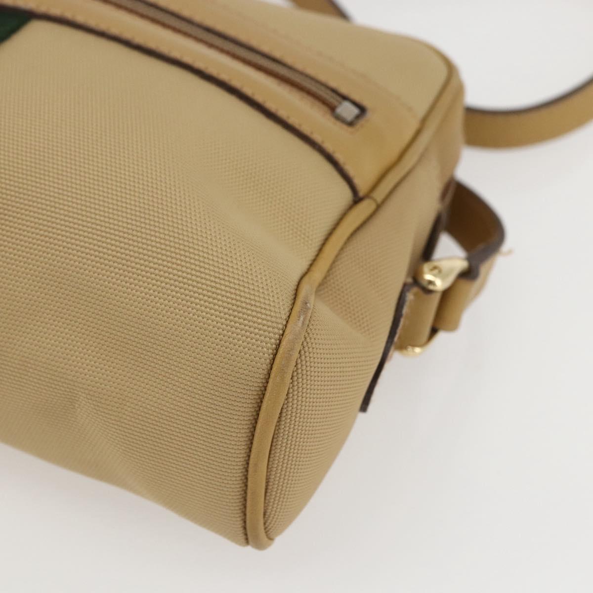 GUCCI Web Sherry Line Shoulder Bag Nylon Beige Gold Red 010 378 Auth 159085