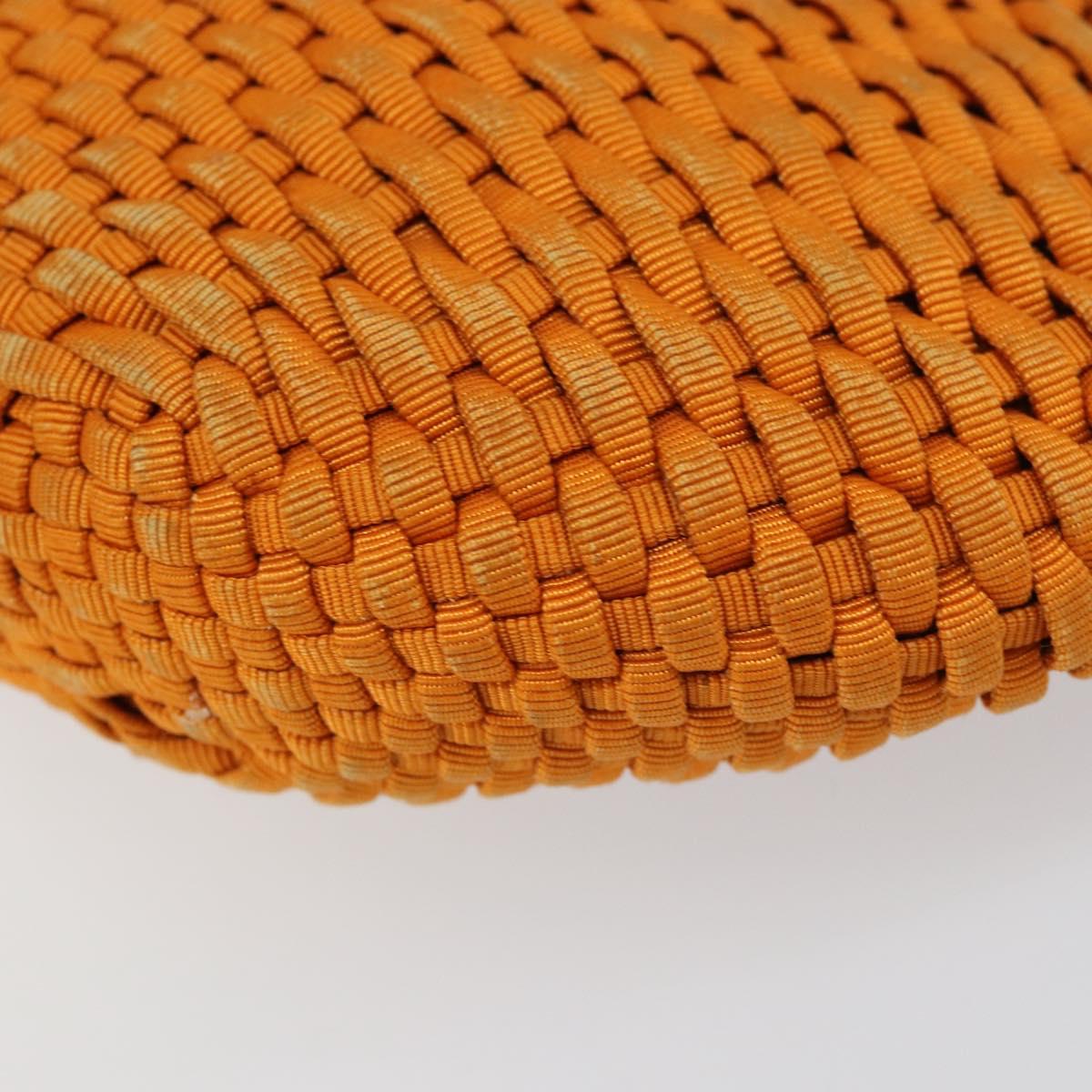 FENDI Bamboo Hand Bag Nylon Orange Gold Auth 159087