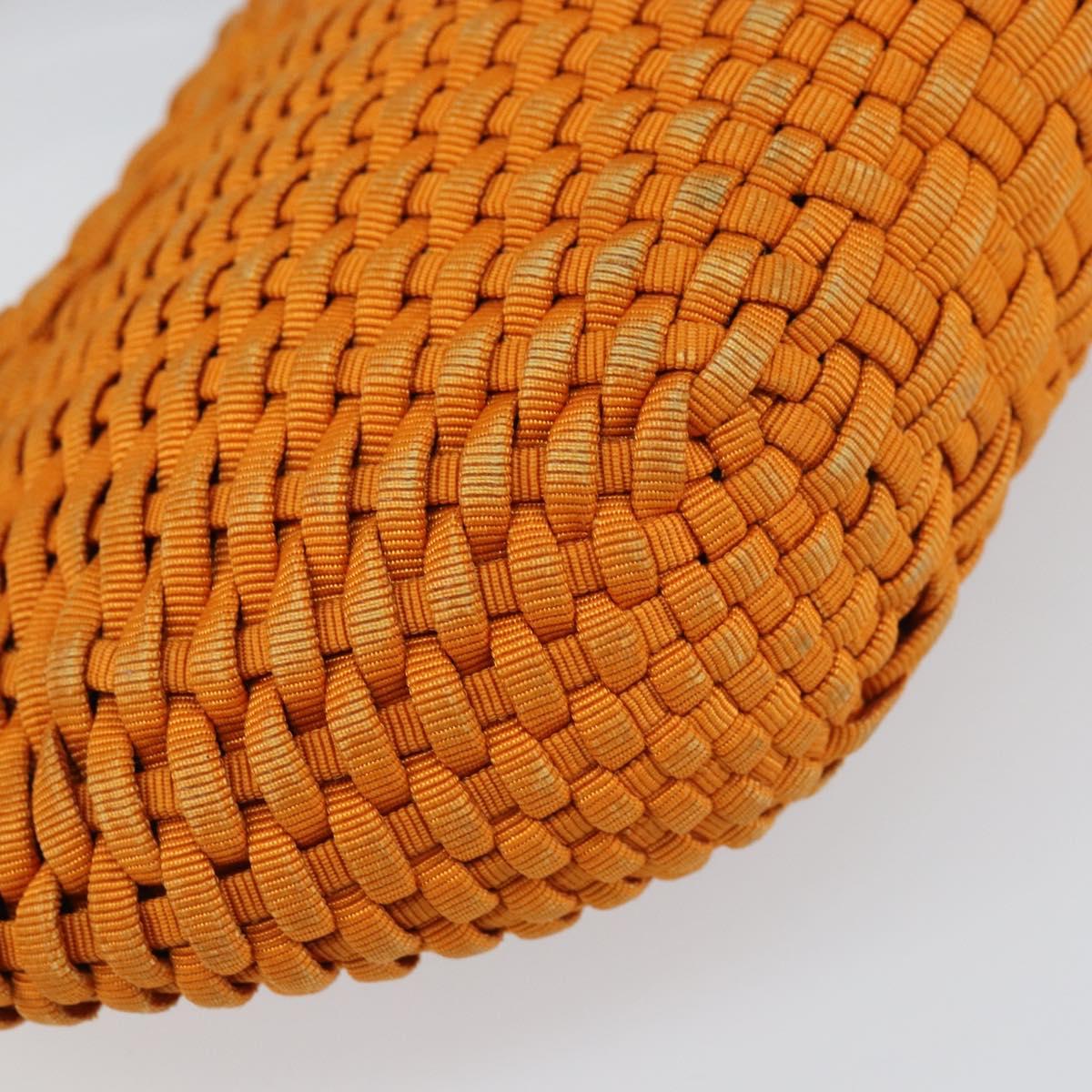 FENDI Bamboo Hand Bag Nylon Orange Gold Auth 159087