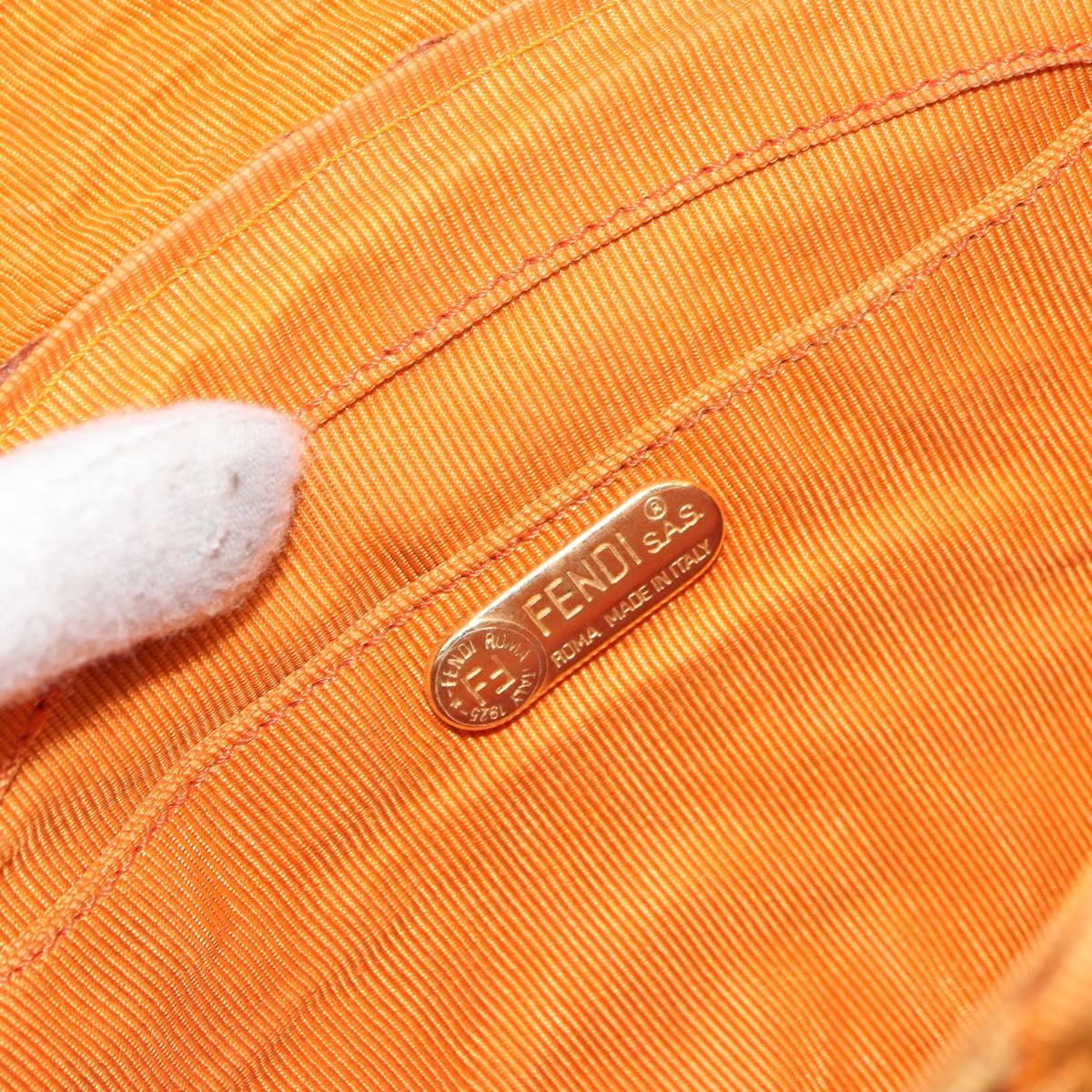 FENDI Bamboo Hand Bag Nylon Orange Gold Auth 159087