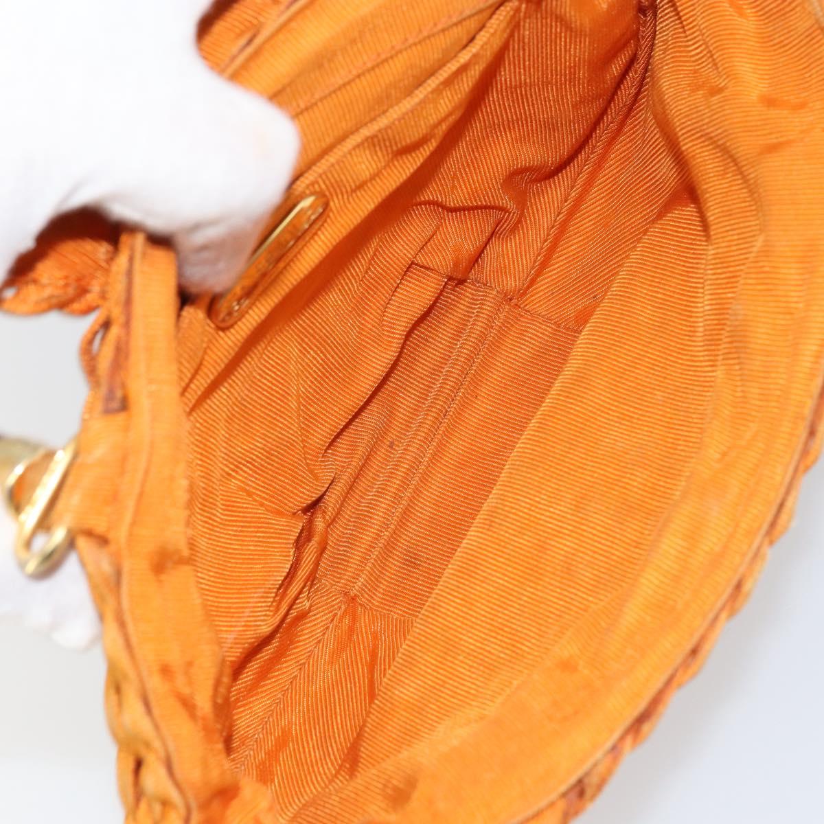 FENDI Bamboo Hand Bag Nylon Orange Gold Auth 159087