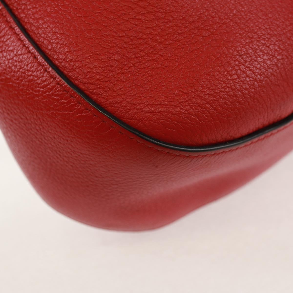 PRADA Shoulder Bag Leather Red Gold Auth 159088V